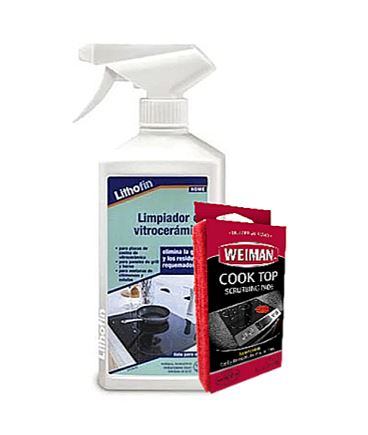 Limpiador Vitroceramica Lithofin 500 ml + 3 esponjas Weiman