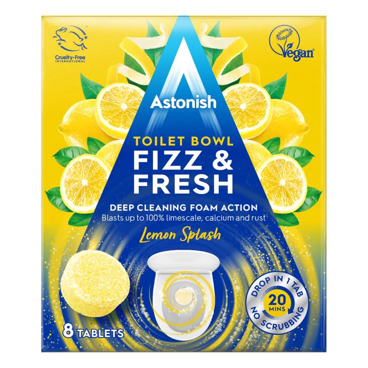 Toilet Bowl Fizz & Fresh Lemon Splash 8 Unidades Hogar Astonish 