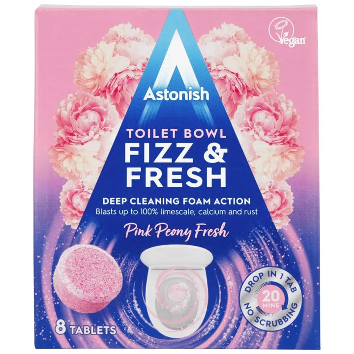 Toilet Bowl Fizz & Fresh Pink Peony Fresh 8 unidades Hogar Astonish 