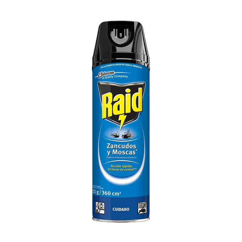 Insecticida Mata Moscas y Mosquitos Raid 0,36 Lt Hogar Mundo Limpio 